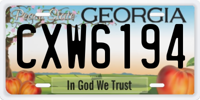 GA license plate CXW6194