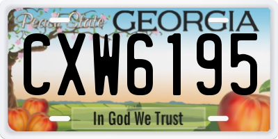 GA license plate CXW6195