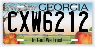 GA license plate CXW6212