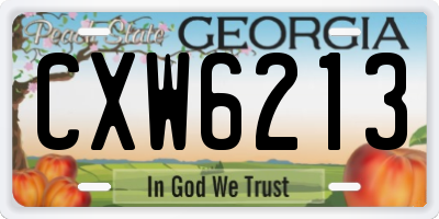 GA license plate CXW6213