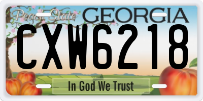 GA license plate CXW6218