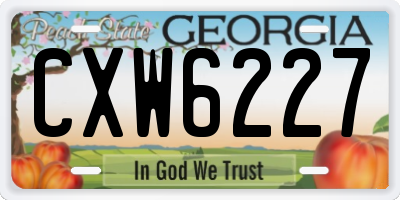 GA license plate CXW6227