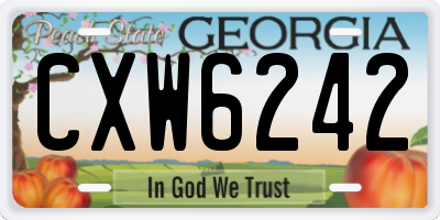 GA license plate CXW6242
