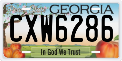 GA license plate CXW6286