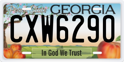 GA license plate CXW6290