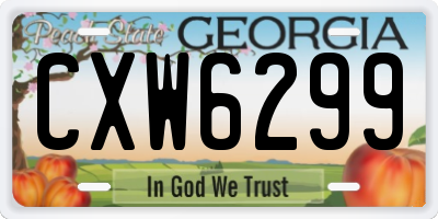 GA license plate CXW6299