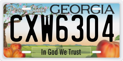 GA license plate CXW6304