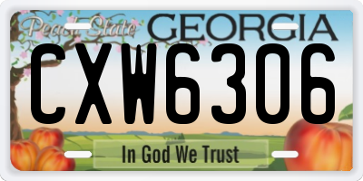 GA license plate CXW6306