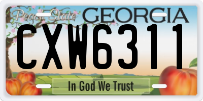 GA license plate CXW6311