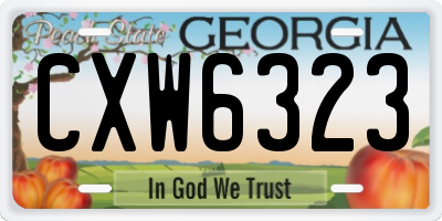 GA license plate CXW6323