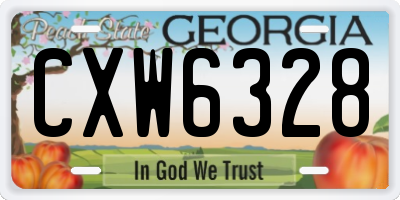 GA license plate CXW6328