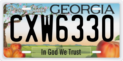 GA license plate CXW6330