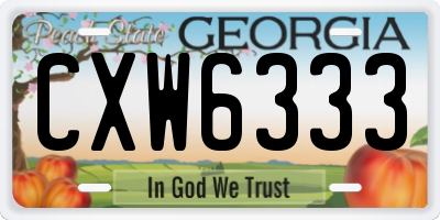 GA license plate CXW6333