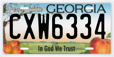 GA license plate CXW6334