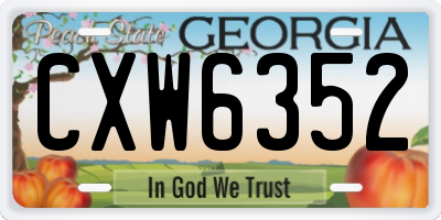 GA license plate CXW6352