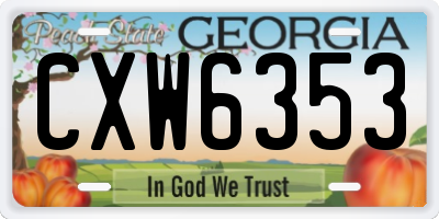 GA license plate CXW6353