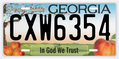 GA license plate CXW6354