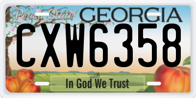 GA license plate CXW6358