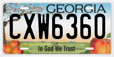 GA license plate CXW6360