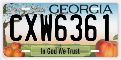GA license plate CXW6361