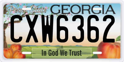 GA license plate CXW6362