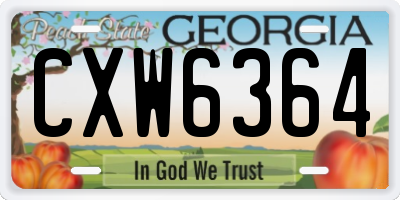GA license plate CXW6364