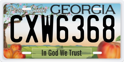 GA license plate CXW6368