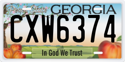 GA license plate CXW6374