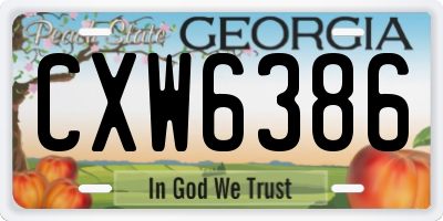 GA license plate CXW6386