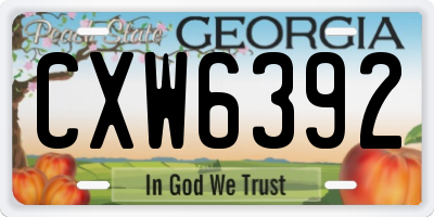 GA license plate CXW6392