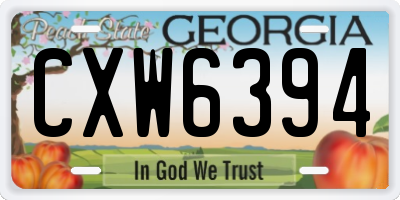 GA license plate CXW6394