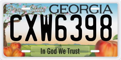 GA license plate CXW6398