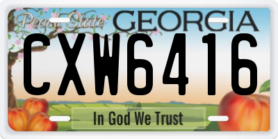 GA license plate CXW6416