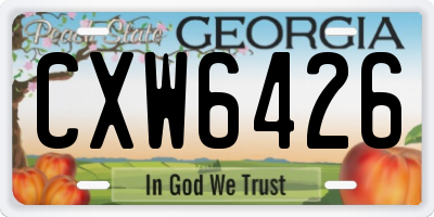 GA license plate CXW6426