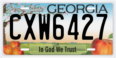 GA license plate CXW6427
