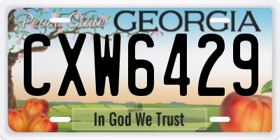 GA license plate CXW6429