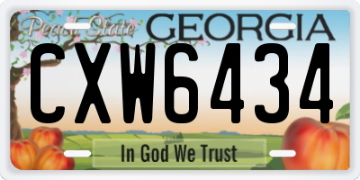 GA license plate CXW6434