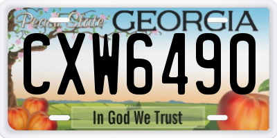 GA license plate CXW6490