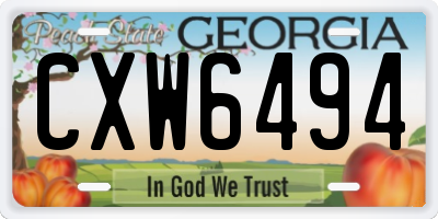 GA license plate CXW6494