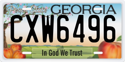 GA license plate CXW6496