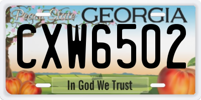 GA license plate CXW6502