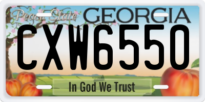 GA license plate CXW6550