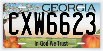 GA license plate CXW6623