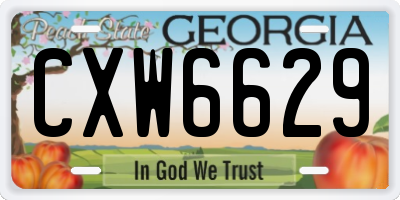 GA license plate CXW6629
