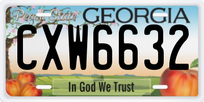 GA license plate CXW6632