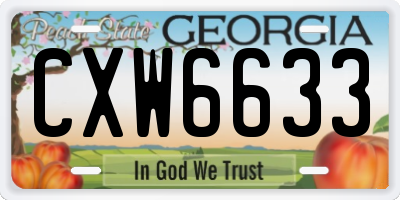 GA license plate CXW6633