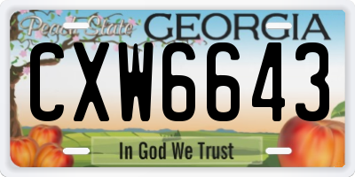 GA license plate CXW6643