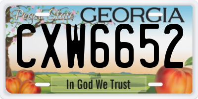 GA license plate CXW6652