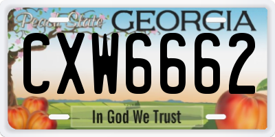 GA license plate CXW6662