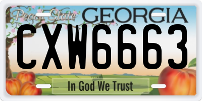GA license plate CXW6663